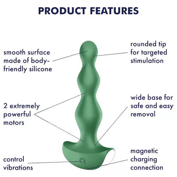 Satisfyer Lolli-Plug 2 - plug anal vibrador recargable resistente al agua verde