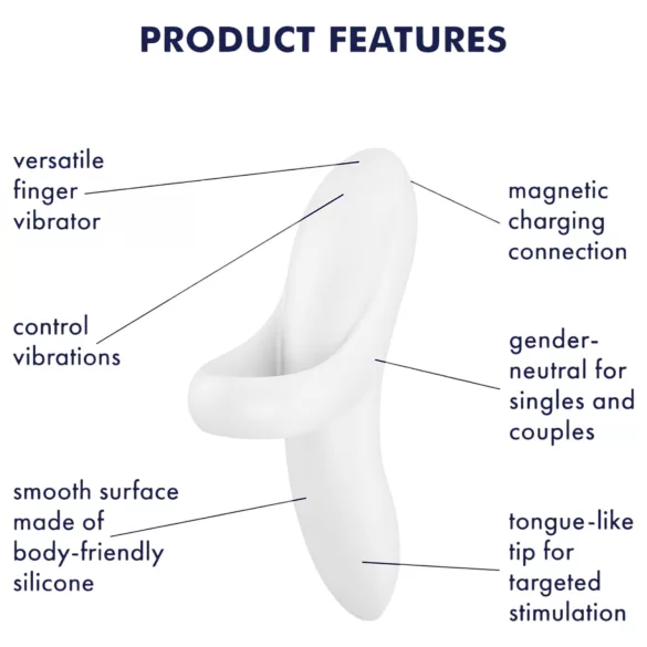 Satisfyer Bold Lover - vibrador para dedo recargable impermeable blanco