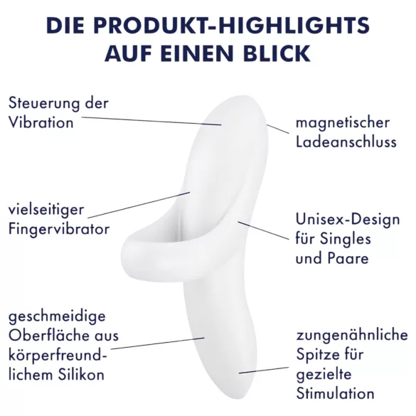 Satisfyer Bold Lover - vibrador para dedo recargable impermeable blanco