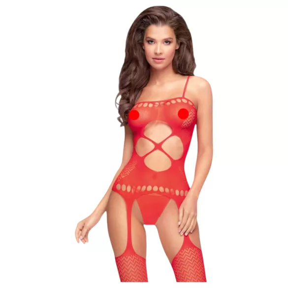 Penthouse - conjunto lencería red abierta ondulada - rojo - XL