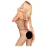Penthouse - body de red abierto - mono transparente negro - XL