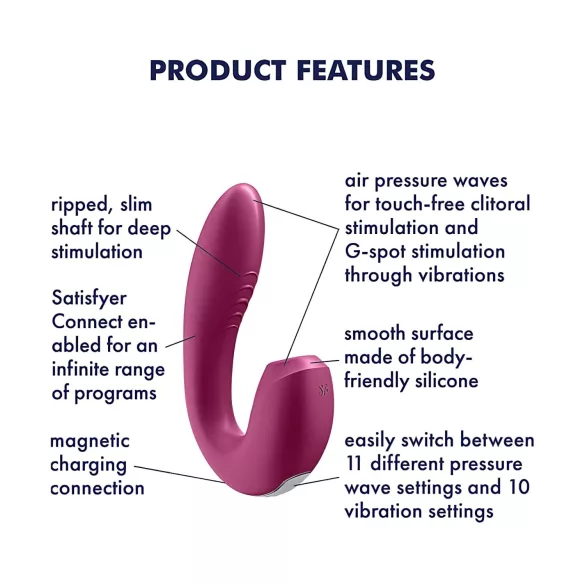 Satisfyer Sunray - vibrador 2 en 1 recargable con ondas de aire (rojo)