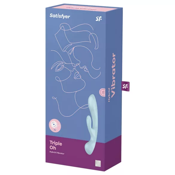 Satisfyer Triple Oh - vibrador recargable con estimulador de clítoris - azul
