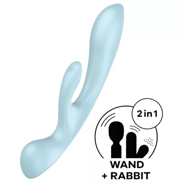 Satisfyer Triple Oh - vibrador recargable con estimulador de clítoris - azul