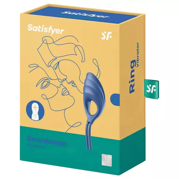 Satisfyer Swordsman - anillo vibrador recargable para pene - silicona azul