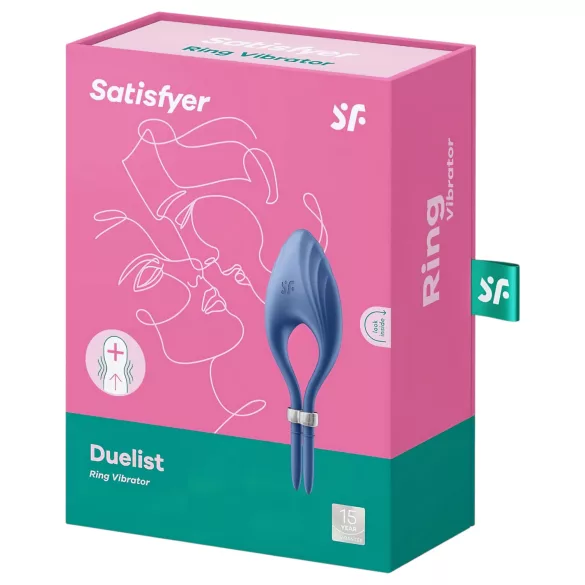 Satisfyer Duelist - anillo vibrador recargable para pene - silicona azul