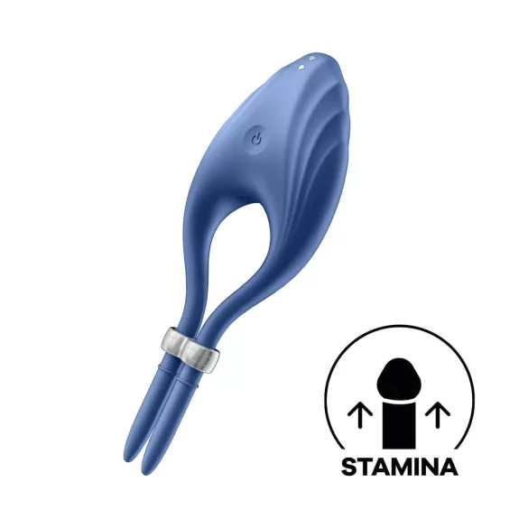 Satisfyer Duelist - anillo vibrador recargable para pene - silicona azul