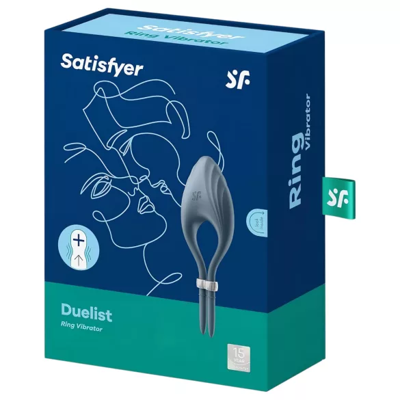 Satisfyer Duelist - anillo vibrador recargable para pene - silicona gris