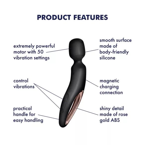 Satisfyer Wand-erland - masajeador vibrador - silicona negra