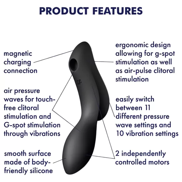 Satisfyer Curvy Trinity 2 - vibrador 2 en 1 de ondas de aire (negro)