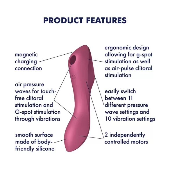 Satisfyer Curvy Trinity 3 - succionador y vibrador 2 en 1 - silicona roja