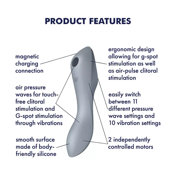 Satisfyer Curvy Trinity 3 - vibrador 2 en 1 con ondas de aire (gris)