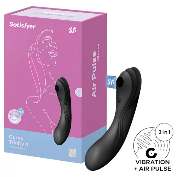 Satisfyer Curvy Trinity 4 - succionador de ondas de aire 2 en 1 con vibración (negro)