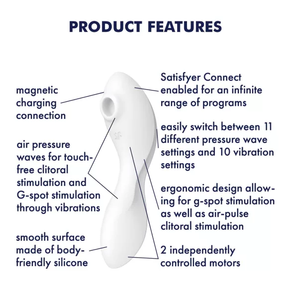Satisfyer Curvy Trinity 5+ - vibrador 2 en 1 controlado por app (blanco)