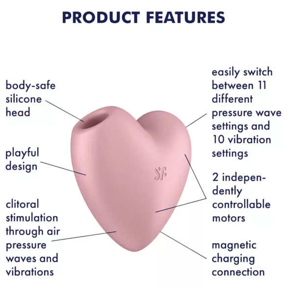 Satisfyer Cutie Heart - succionador clitorial recargable ondas de aire - rosa