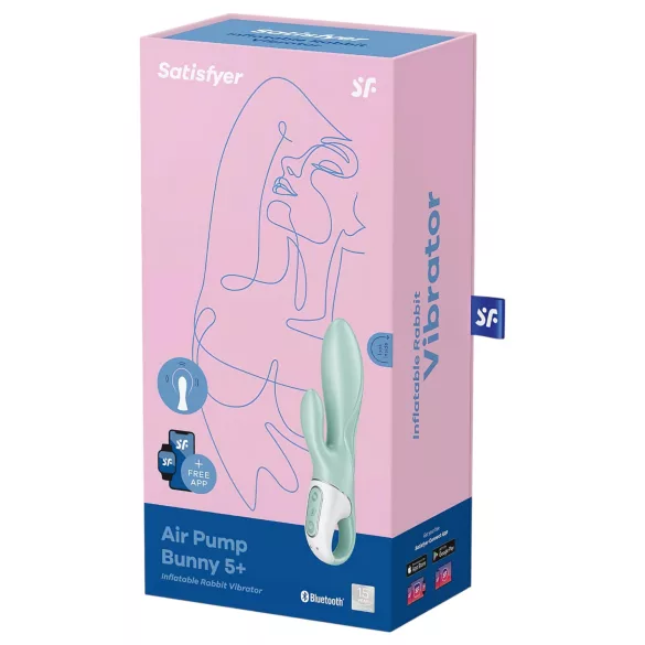 Satisfyer Air Pump Bunny 5 - Vibrador inflable con control por app (menta)