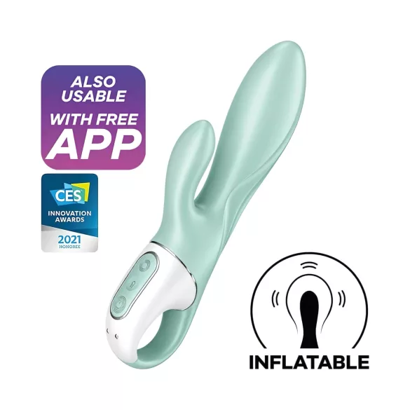Satisfyer Air Pump Bunny 5 - Vibrador inflable con control por app (menta)
