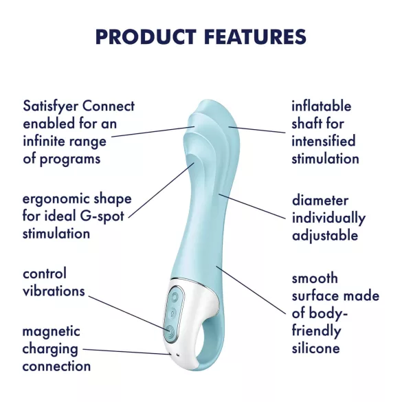 Satisfyer - vibrador con succión inteligente - silicona azul