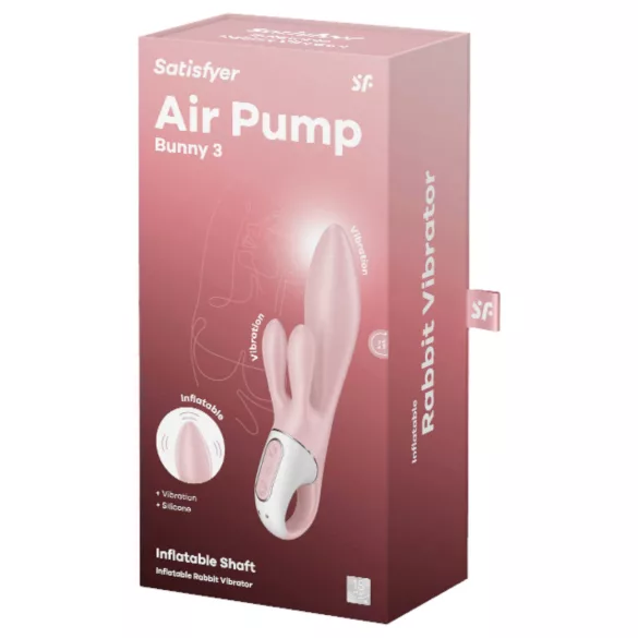 Satisfyer Air Pump Bunny 3 - vibrador inflable conejito - silicona rosa