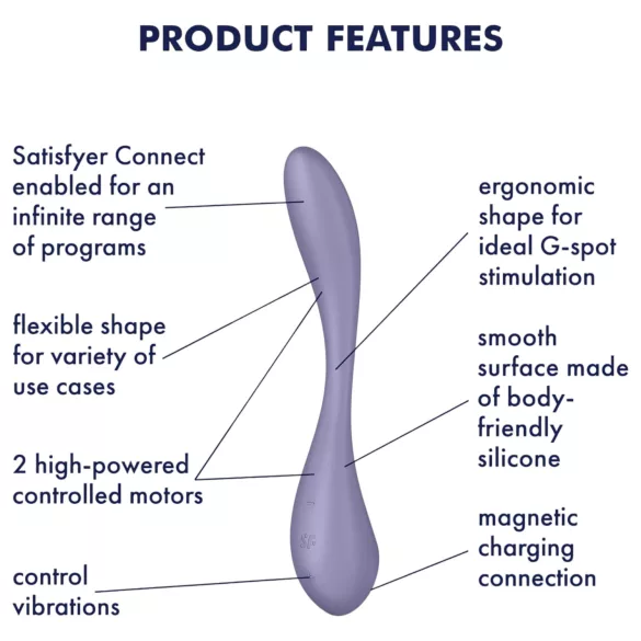 Satisfyer G-spot Flex 5 - Vibrador de punto G controlado por app (lila)