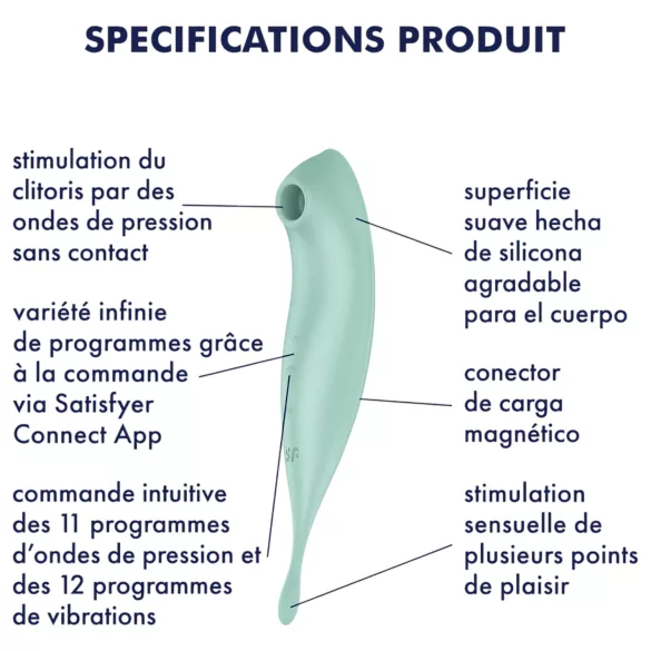 Satisfyer Twirling Pro - succionador y vibrador de clítoris 2 en 1 - color menta