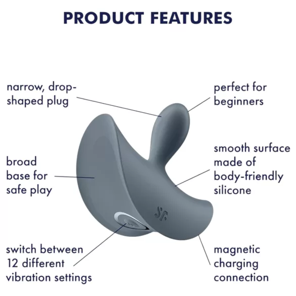 Satisfyer - plug anal vibrador para principiantes - silicona gris