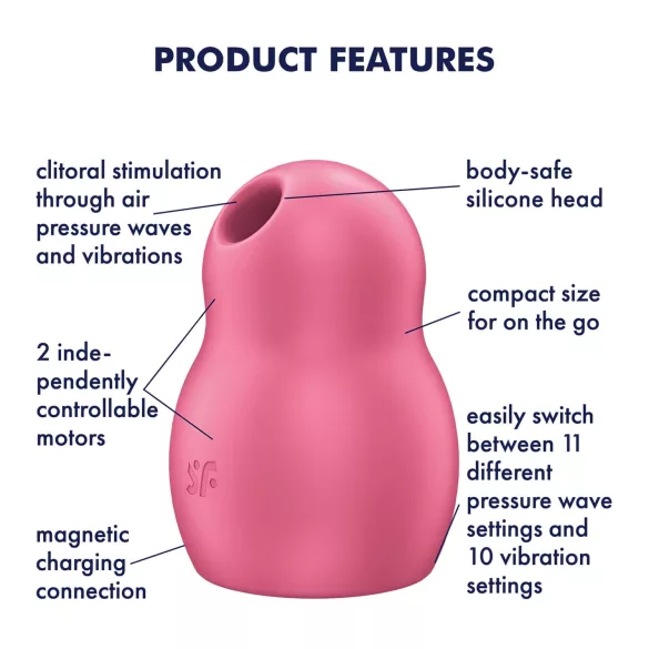 Satisfyer Pro To Go 1 - estimulador de clítoris recargable por ondas de presión (rojo)