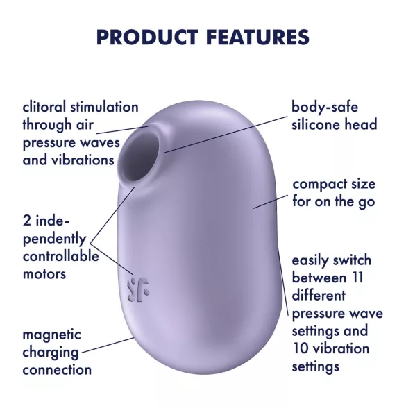 Satisfyer Pro To Go 2 - estimulador de clítoris recargable por ondas de aire (violeta)