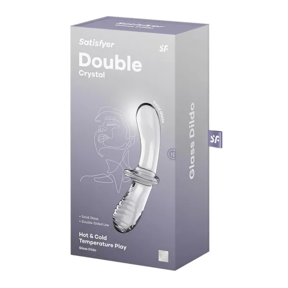 Satisfyer Double Crystal - dildo doble de vidrio - transparente