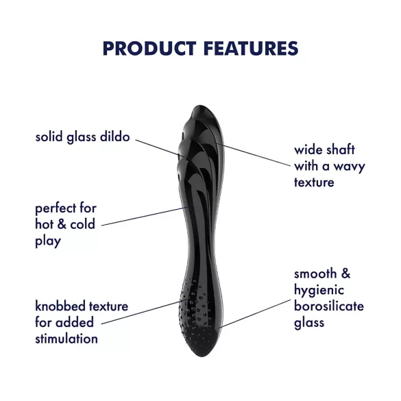 Satisfyer Dazzling Crystal 1 - dildo doble vidrio - negro