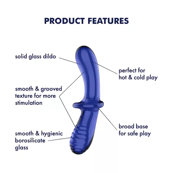 Satisfyer Double Crystal - Dildo doble terminado - vidrio - azul