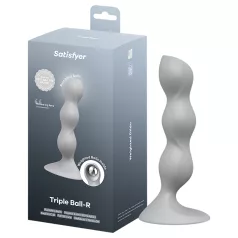   Satisfyer - Dildo con bolas - Superficie texturizada - Silicona gris