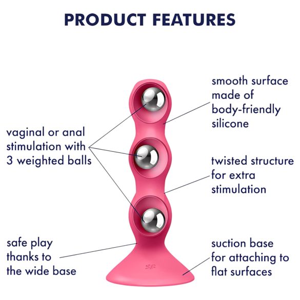 Satisfyer Triple Ball-R - vibrador anal con perlas (rojo)