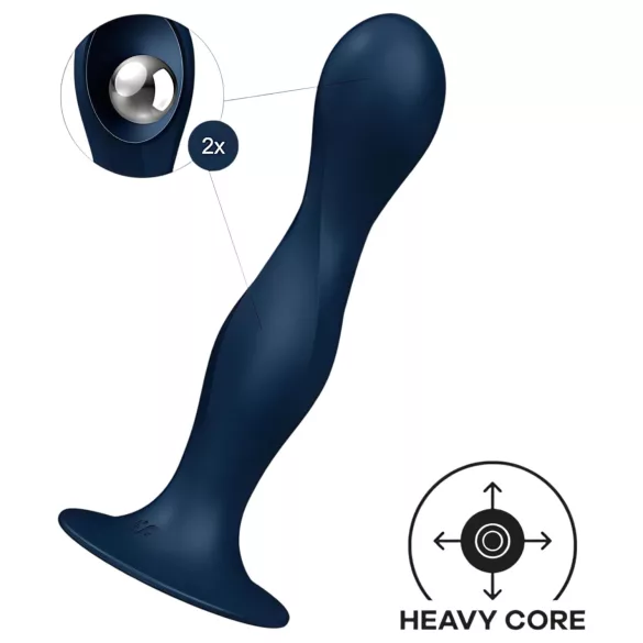 Satisfyer Double Ball-R - dildo con peso - silicona azul