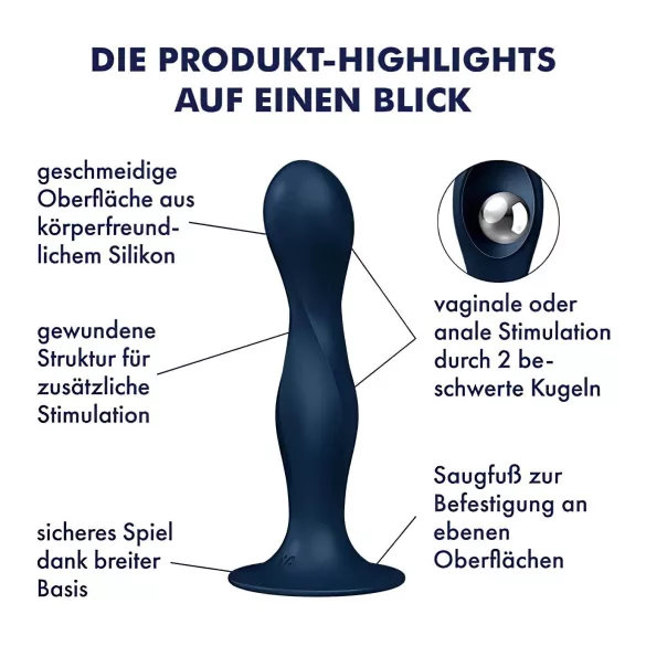 Satisfyer Double Ball-R - dildo con peso - silicona azul