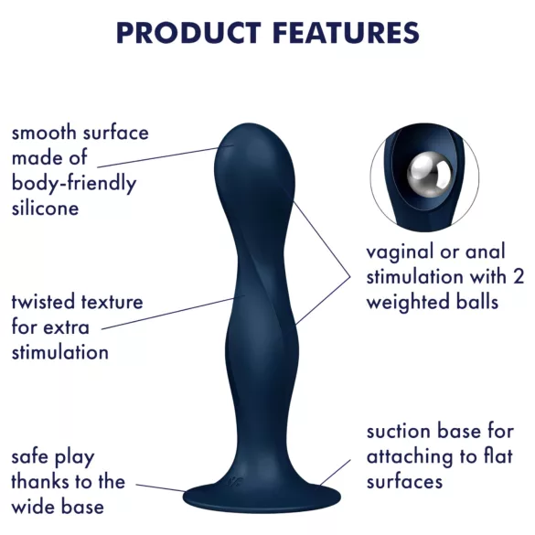 Satisfyer Double Ball-R - dildo con peso - silicona azul