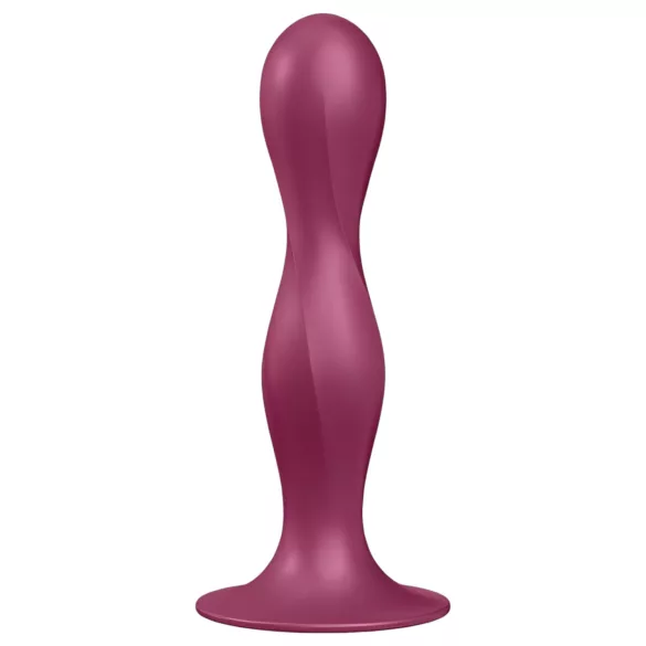 Satisfyer Double Ball-R - consolador con ventosa y peso - silicona roja