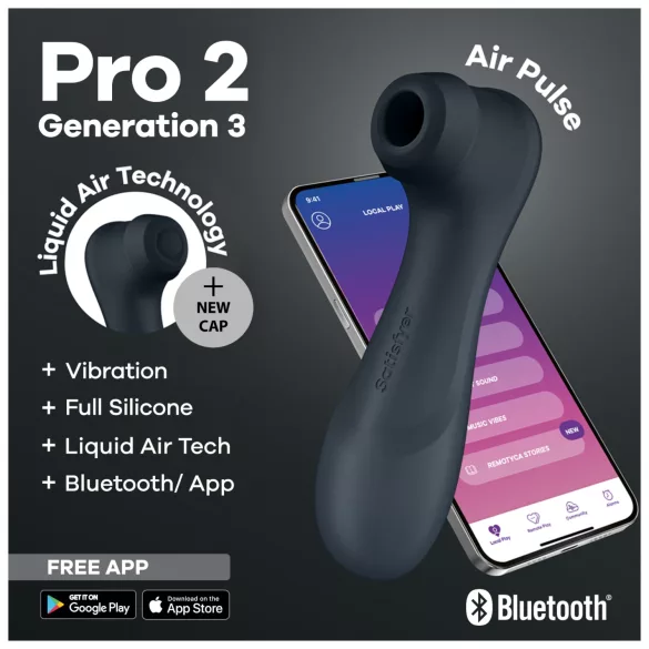 Satisfyer Pro 2 Gen3 - Estimulador de clítoris por ondas de aire controlado por app (gris oscuro)