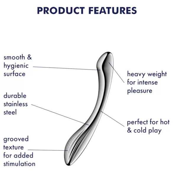 Satisfyer Pure Gravity 1 - dildo acanalado de acero inoxidable - plateado