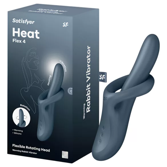 Satisfyer Heat Flex 4 - vibrador con brazo para el clítoris con función de calor (gris)
