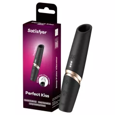   Satisfyer Perfect Kiss - vibrador en forma de pintalabios - silicona negra
