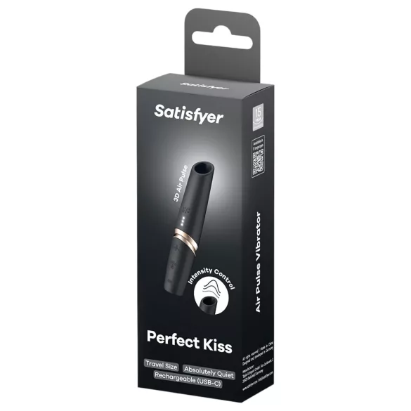 Satisfyer Perfect Kiss - vibrador en forma de pintalabios - silicona negra