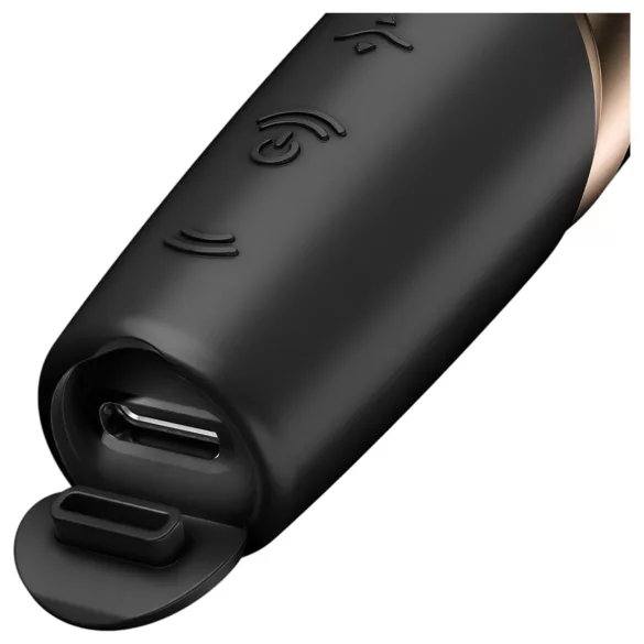 Satisfyer Perfect Kiss - vibrador en forma de pintalabios - silicona negra