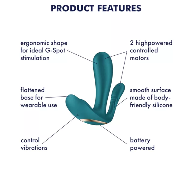 Satisfyer Top Secret+ - vibrador portátil triple estimulación silicona verde