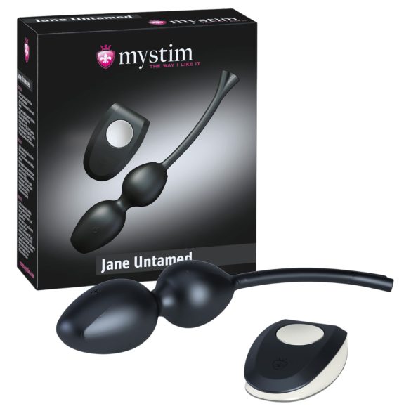 Mystim Jane Untamed - bolas chinas vibradoras dúo - silicona negra