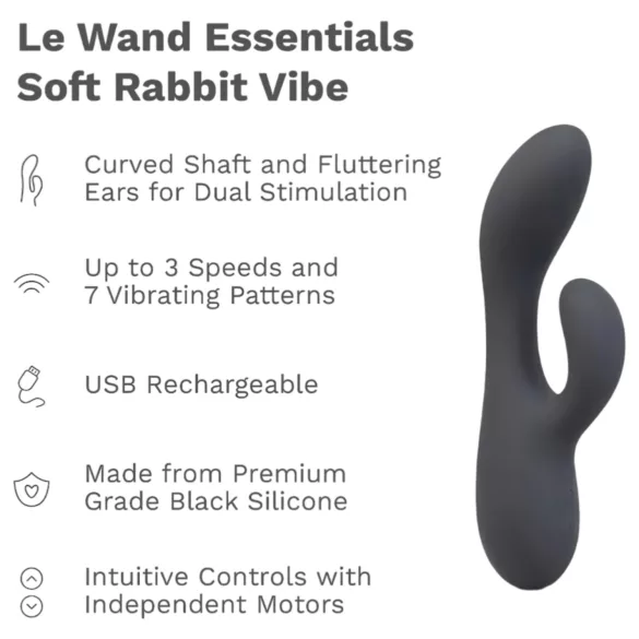 le Wand Soft Rabbit - vibrador conejito doble motor - silicona negra