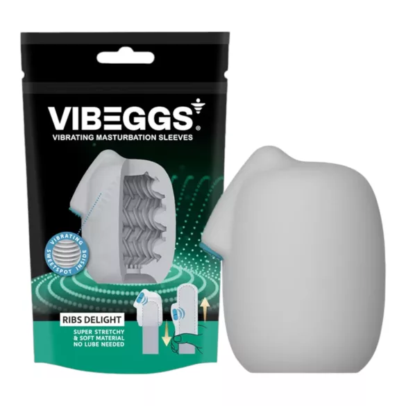 VIBEGGS Ribs Delight - masturbador vibrador tipo huevo - blanco
