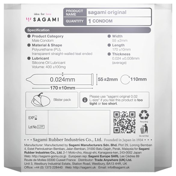 Sagami Original 0.02 - preservativo - 55mm (1ud)