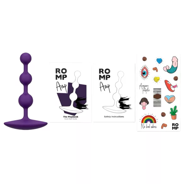 ROMP Amp - consolador anal con cuentas - silicona - lila