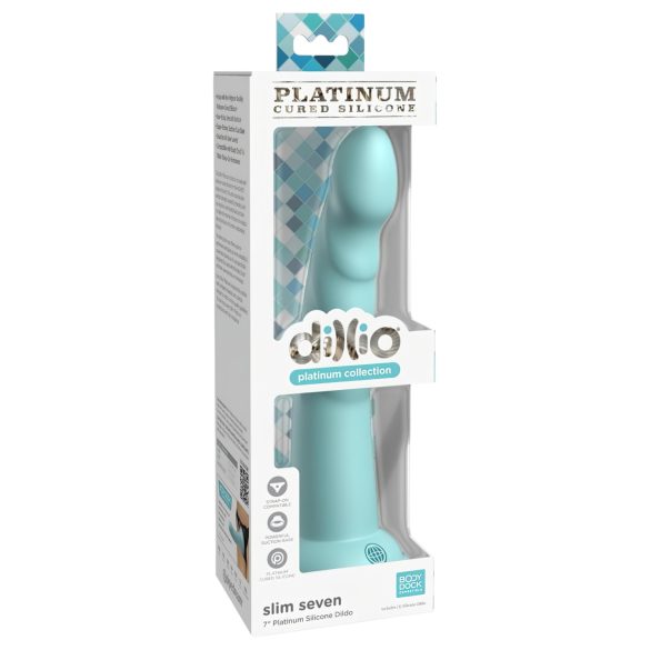 Dillio Slim Seven - Dildo con ventosa estimulante (20cm) - turquesa